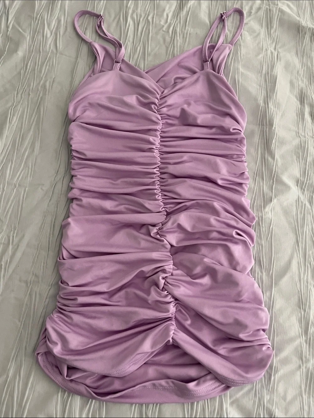 Lilac Ruched One-Piece prom dress